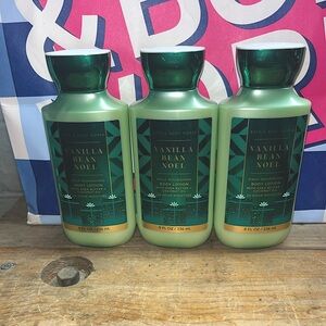 3 Brand New 8oz Bottles of Vanilla Bean Noel Body Lotion from Bath & Body Works.